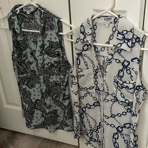 Express Black Floral and Blue Chain Sleeveless Tops